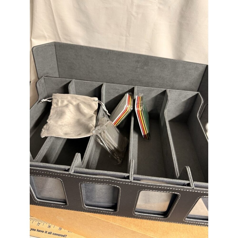 PU Leather Trading Card Storage Box 5 Row Organizer - Picture 6 of 7